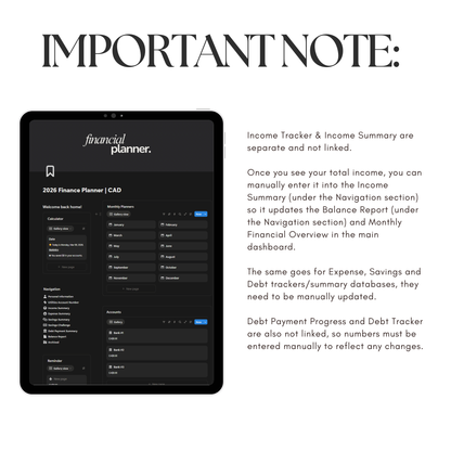 2026 Finance Planner Notion Template | Minimal Budget Tracker | Income, Savings & Debt Dashboard