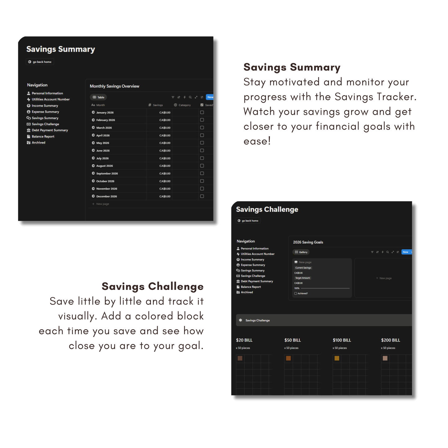 2026 Finance Planner Notion Template | Minimal Budget Tracker | Income, Savings & Debt Dashboard