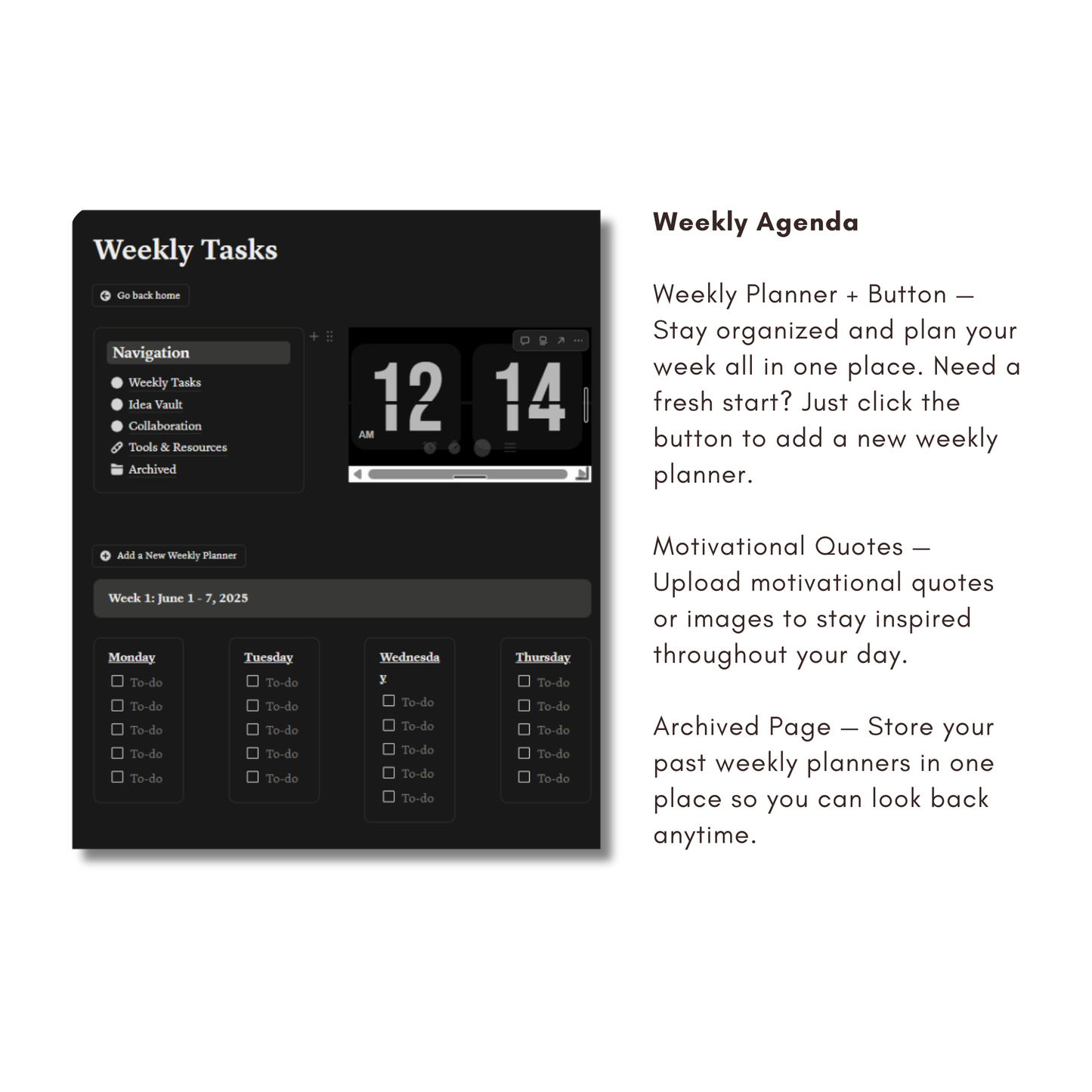 Social Media Planner Notion Template | Dark Minimal | Content Calendar & Tracker for Creators