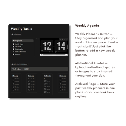Social Media Planner Notion Template | Dark Minimal | Content Calendar & Tracker for Creators