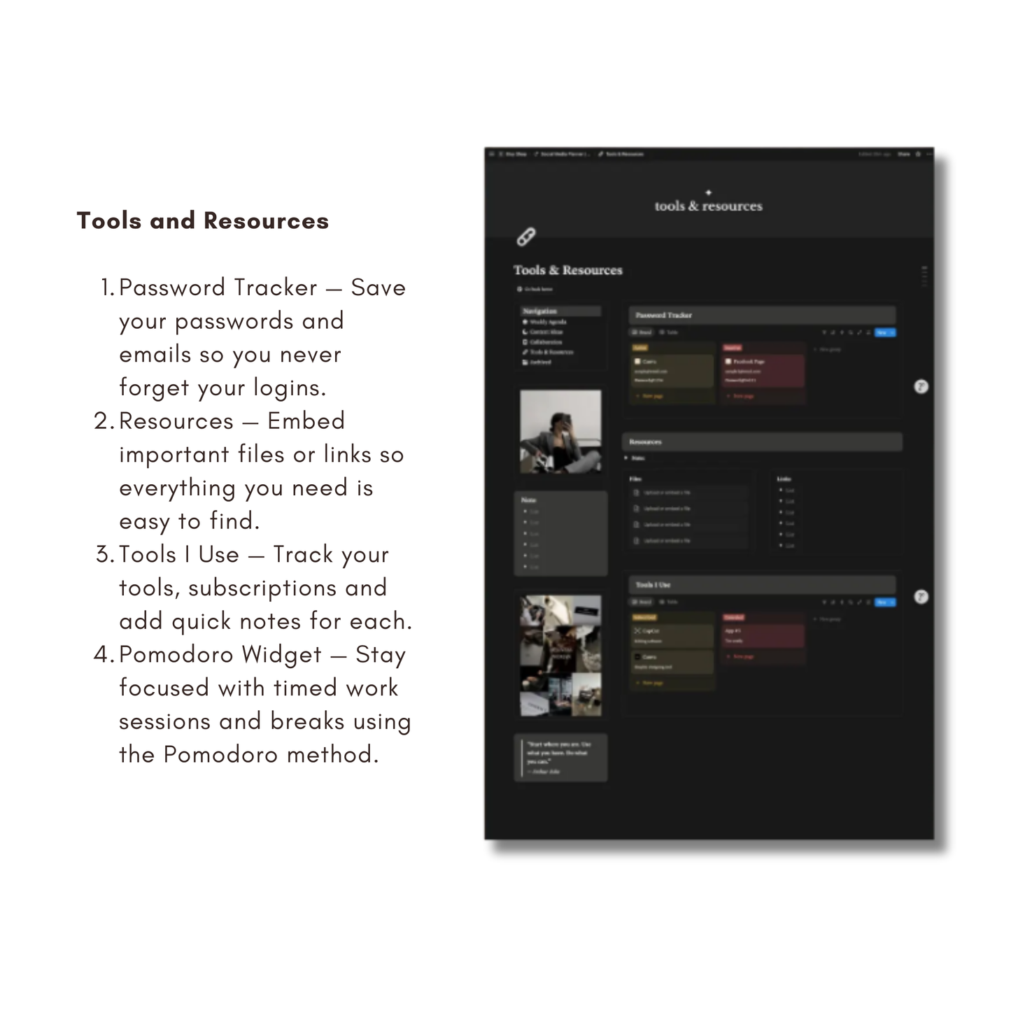 Social Media Planner Notion Template | Dark Minimal | Content Calendar & Tracker for Creators