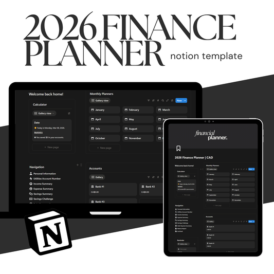 2026 Finance Planner Notion Template | Minimal Budget Tracker | Income, Savings & Debt Dashboard