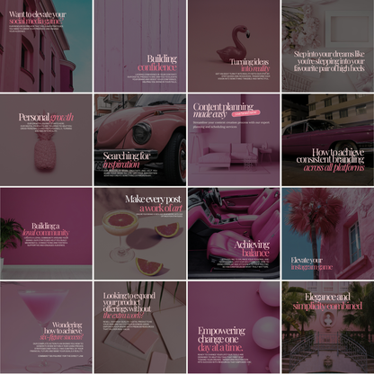 55 Pink Instagram Canva Templates | Aesthetic Social Media Bundle for Creators & Business Owners