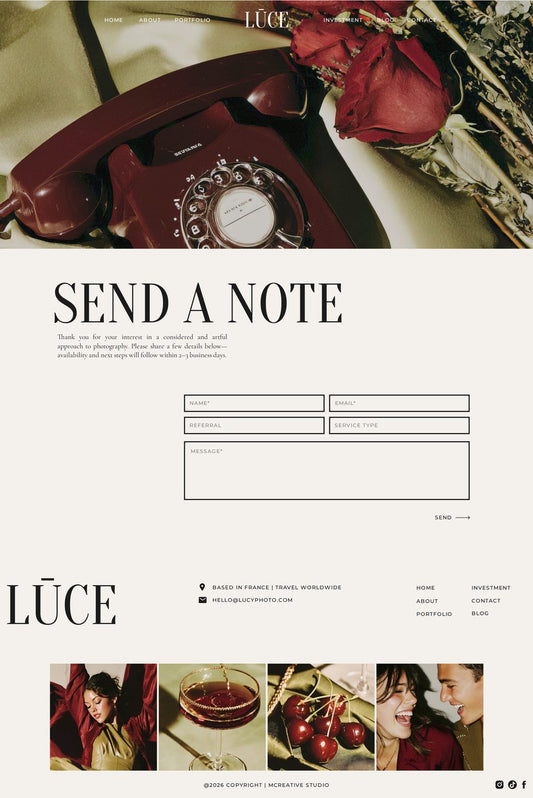 Lūce — Showit Website Template