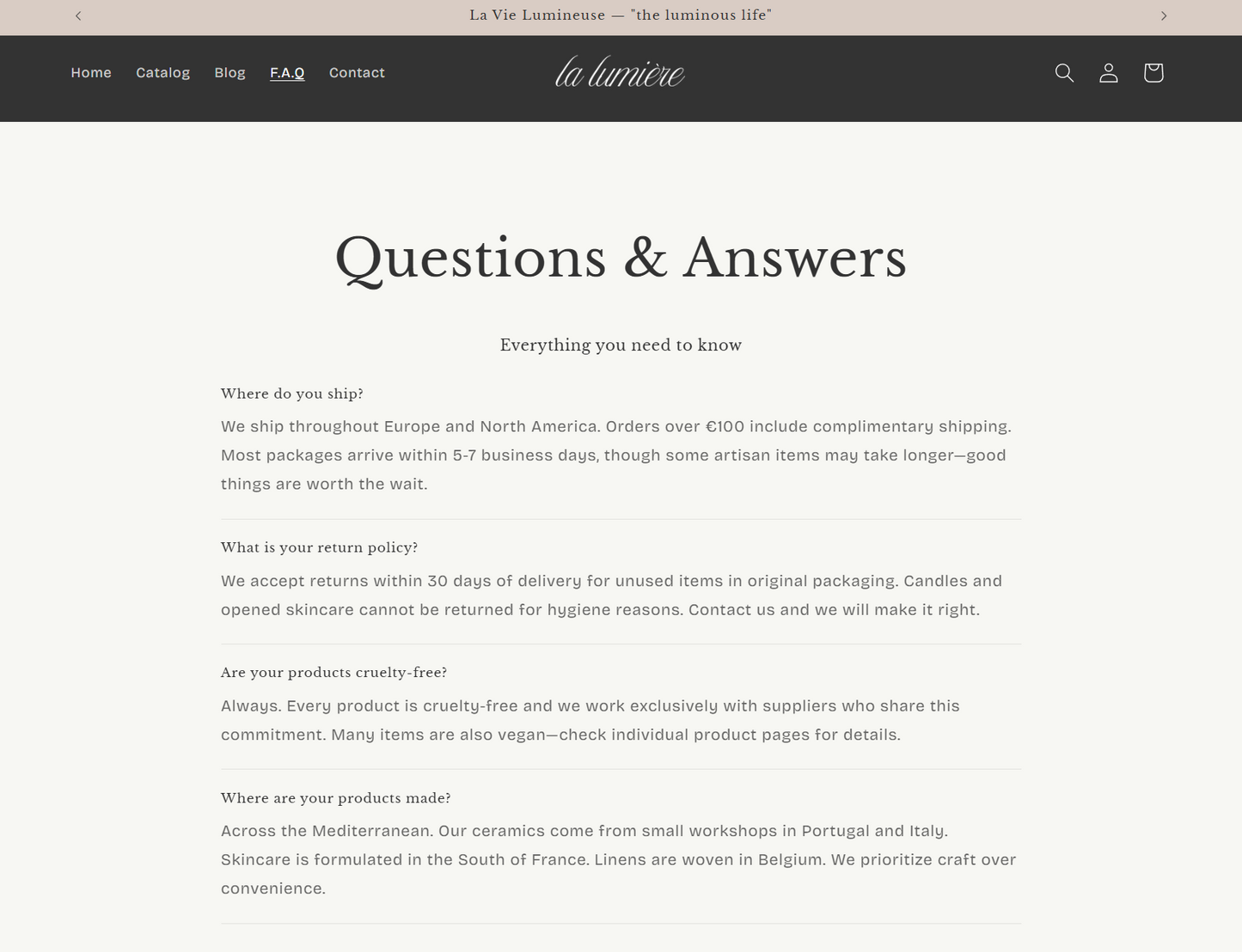 Lumière — Luxury Shopify Theme + Brand Kit