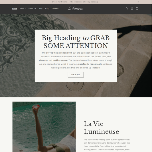 Lumière — Luxury Shopify Theme + Brand Kit