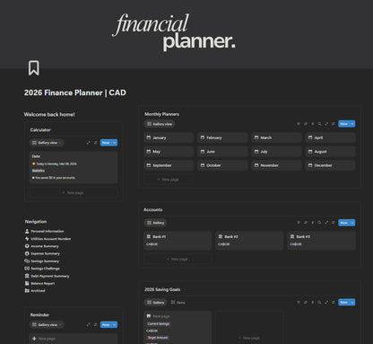 2026 Finance Planner Notion Template | Minimal Budget Tracker | Income, Savings & Debt Dashboard